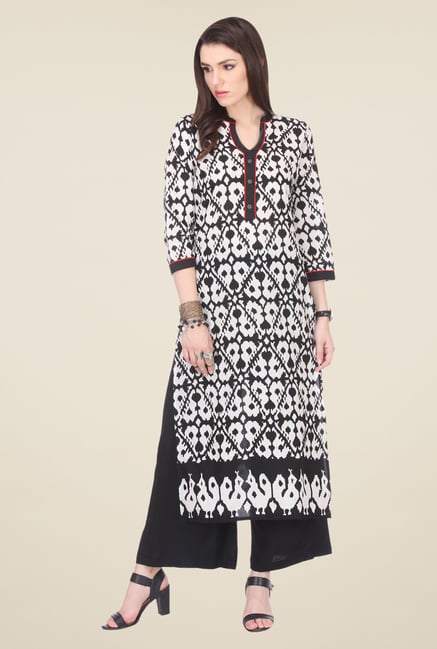 Varanga Black Printed Kurta With Palazzo Varanga Black Printed Kurta With Palazzo