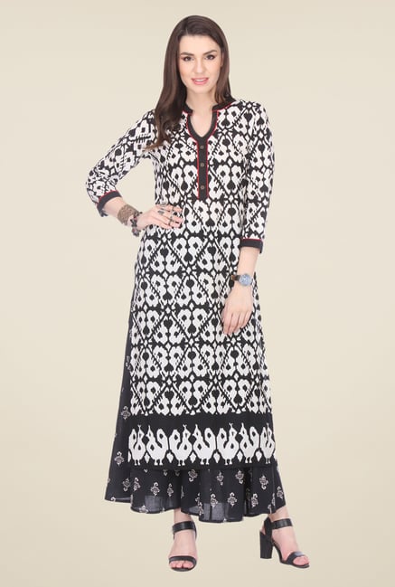 Varanga Black Printed Kurta With Palazzo Varanga Black Printed Kurta With Palazzo
