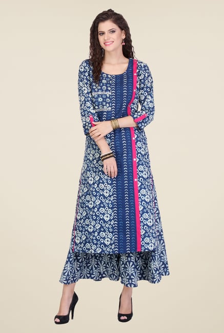 Varanga Blue Printed Kurta With Palazzo Varanga Blue Printed Kurta With Palazzo