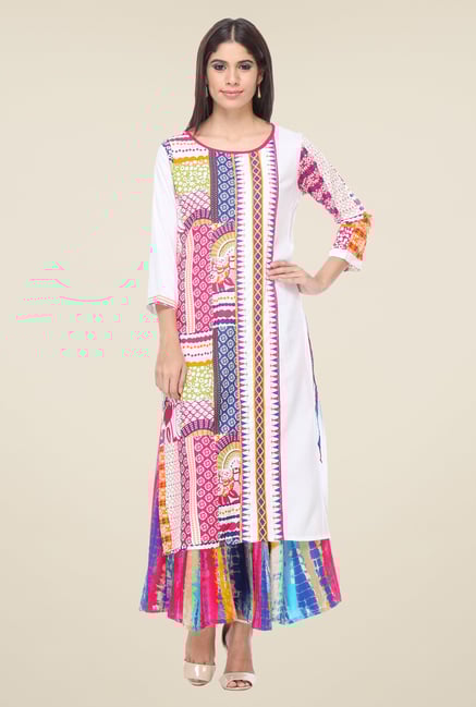 Varanga White Printed Kurta With Palazzo Varanga White Printed Kurta With Palazzo