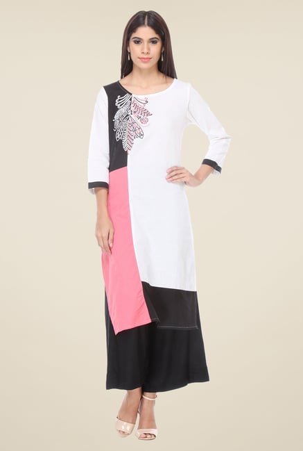 Varanga White & Black Embroidered Kurta With Palazzo Varanga White & Black Embroidered Kurta With Palazzo