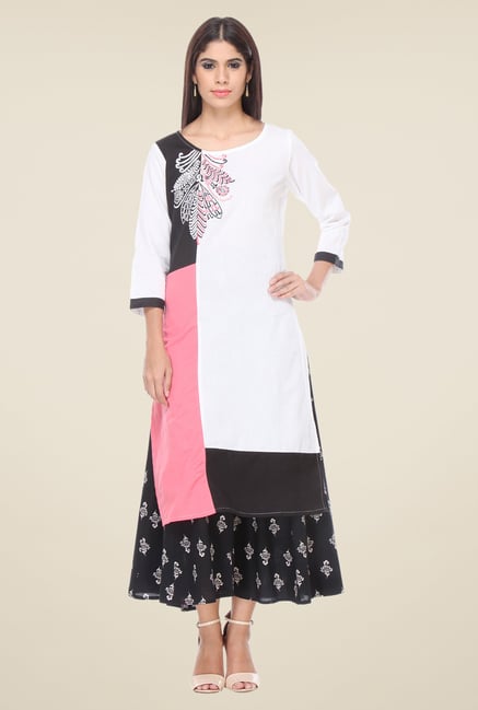 Varanga White & Black Embroidered Kurta With Palazzo Varanga White & Black Embroidered Kurta With Palazzo