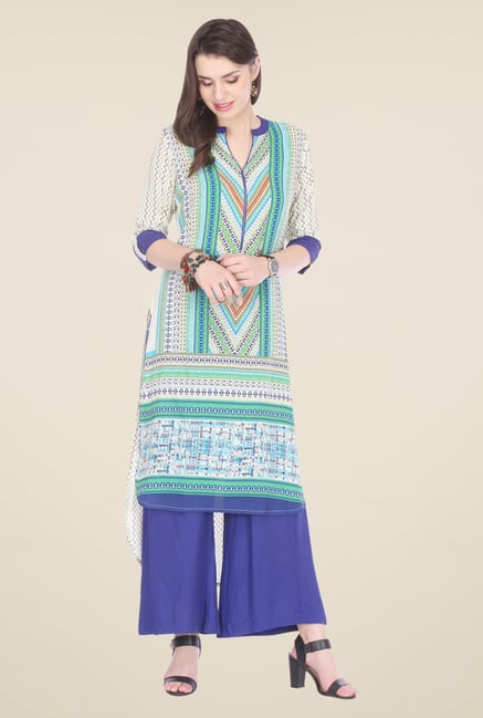 Varanga Blue Printed Kurta With Palazzo Varanga Blue Printed Kurta With Palazzo