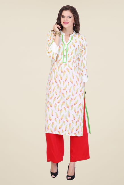 Varanga White & Red Printed Kurta With Palazzo Varanga White & Red Printed Kurta With Palazzo