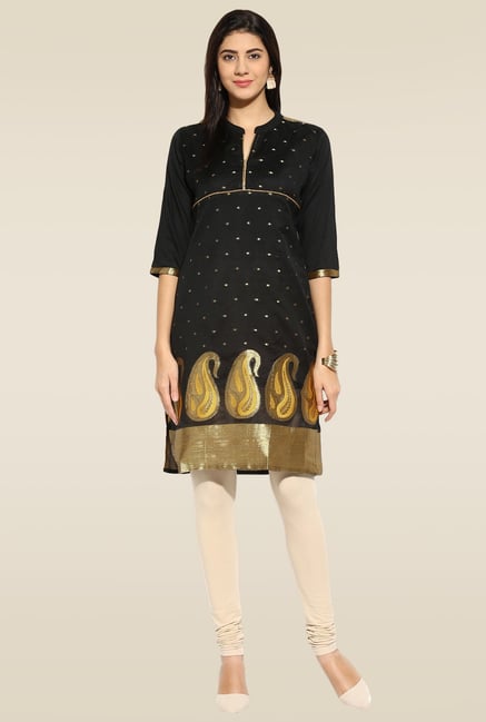 Mytri Black Embroidered Kurta Mytri Black Embroidered Kurta
