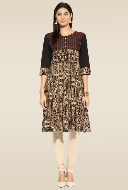Mytri Black & Beige Anarkali Kurta Mytri Black & Beige Anarkali Kurta