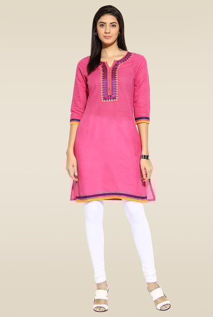 Mytri Pink Round Neck Kurta Mytri Pink Round Neck Kurta