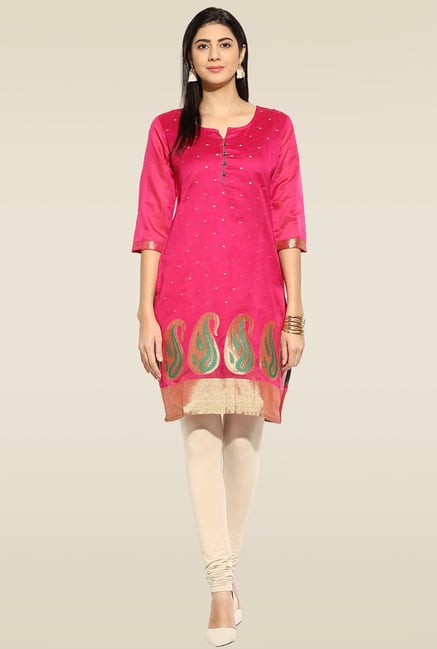 Mytri Pink 3/4th Sleeves Kurta Mytri Pink 3/4th Sleeves Kurta