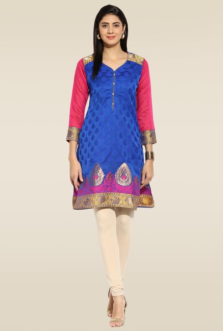 Mytri Blue Embroidered Kurta Mytri Blue Embroidered Kurta