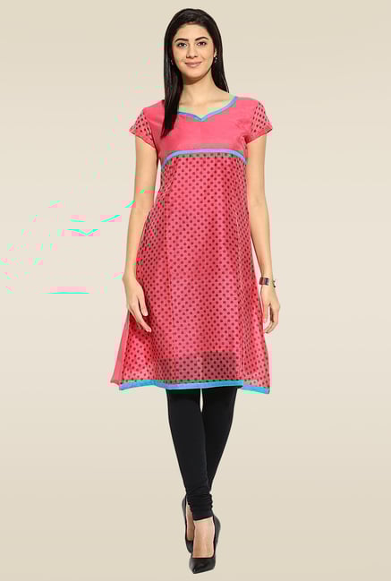 Mytri Pink Cap Sleeves Kurta Mytri Pink Cap Sleeves Kurta