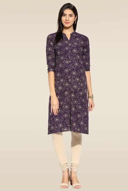 Mytri Purple 3/4th Sleeves Kurta Mytri Purple 3/4th Sleeves Kurta