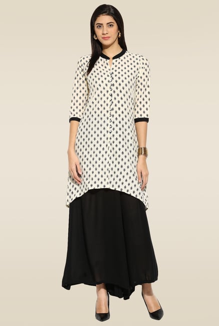 Mytri White Mandarin Collar Kurta Mytri White Mandarin Collar Kurta