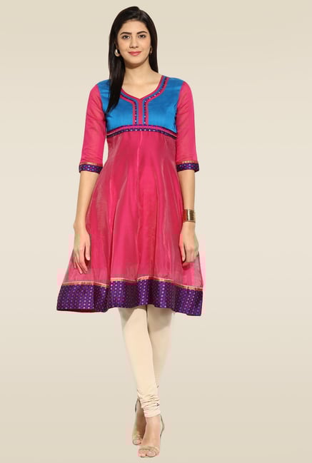 Mytri Pink & Blue Anarkali Kurta Mytri Pink & Blue Anarkali Kurta