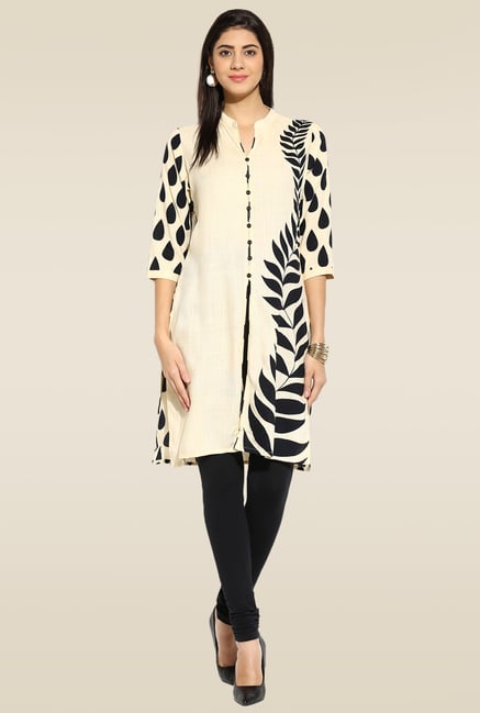 Mytri Beige Printed Kurta Mytri Beige Printed Kurta