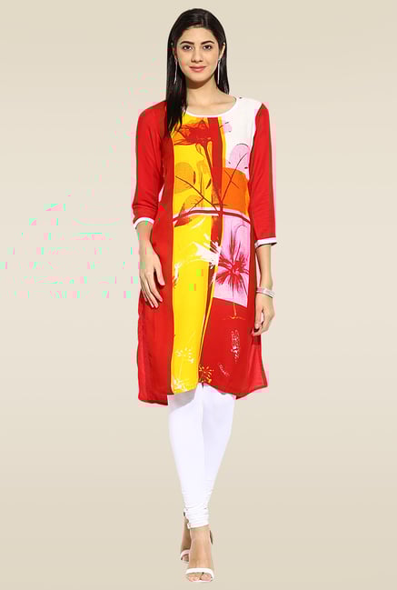 Mytri Red 3/4th Sleeves Kurta Mytri Red 3/4th Sleeves Kurta