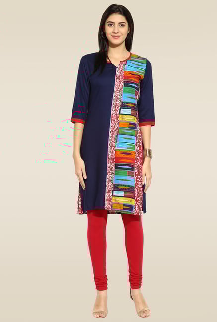 Mytri Navy Printed Kurta Mytri Navy Printed Kurta