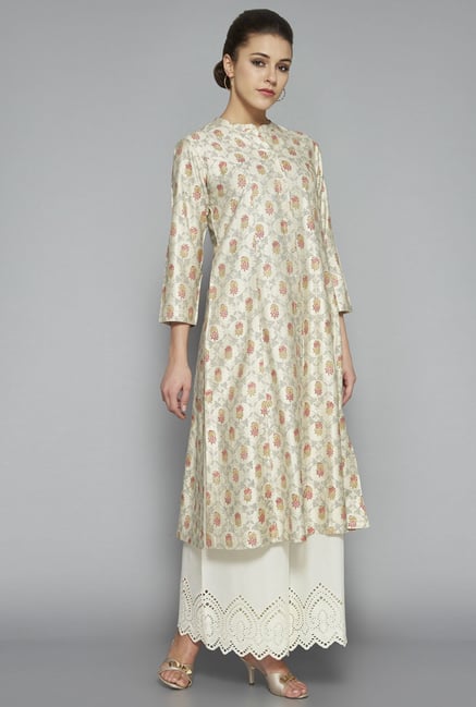 Zuba by Westside Beige Floral Print Kurta Zuba by Westside Beige Floral Print Kurta