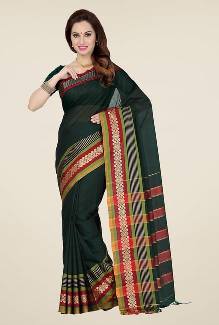 Ishin Green Printed Cotton Saree Ishin Green Printed Cotton Saree