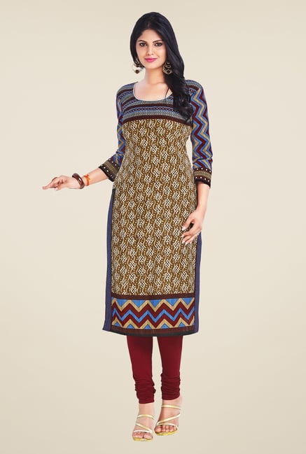 Salwar Studio Brown Unstitched Kurti Salwar Studio Brown Unstitched Kurti