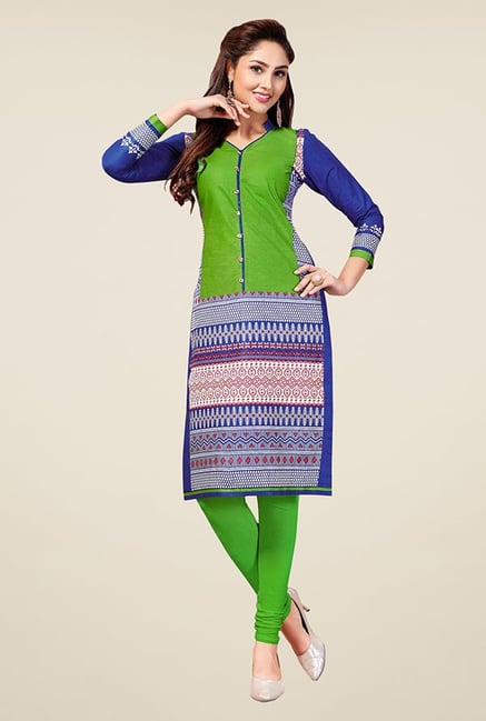 Salwar Studio Green & Blue Unstitched Kurti Salwar Studio Green & Blue Unstitched Kurti