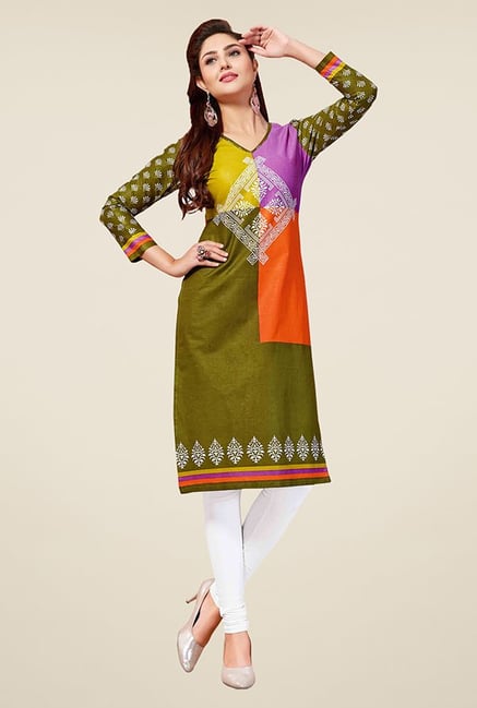 Salwar Studio Olive Unstitched Kurti Salwar Studio Olive Unstitched Kurti