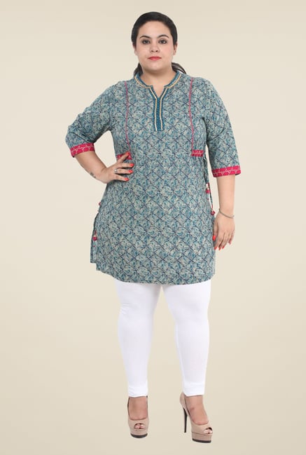Talinum Blue Printed Kurti Talinum Blue Printed Kurti
