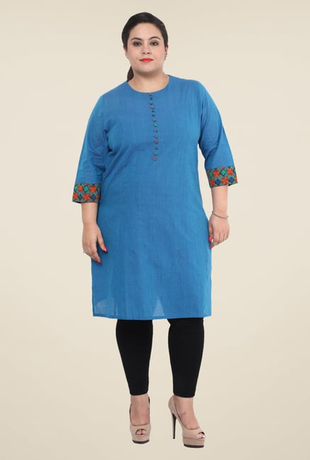 Talinum Blue Textured Kurti Talinum Blue Textured Kurti