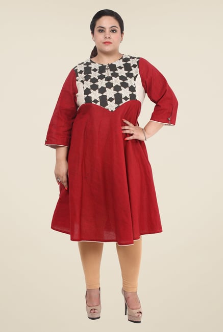 Talinum Maroon Floral Print Kurti Talinum Maroon Floral Print Kurti