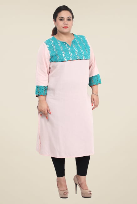 Talinum Light Pink Lace Kurta Talinum Light Pink Lace Kurta