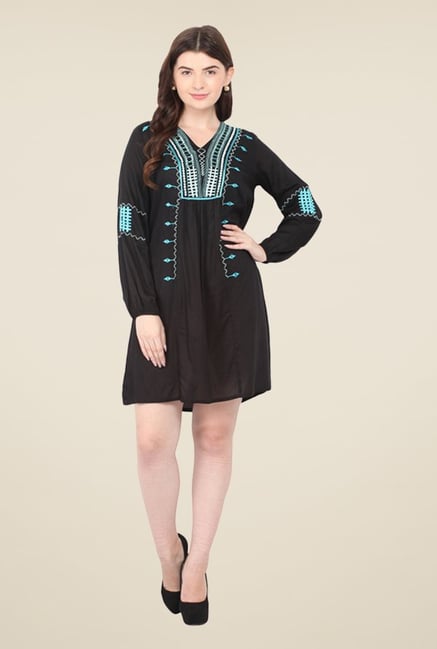 Honey & B Black Embroidered Dress Honey & B Black Embroidered Dress