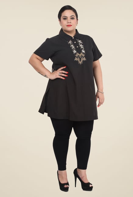 Talinum Black Embroidered Tunic Talinum Black Embroidered Tunic