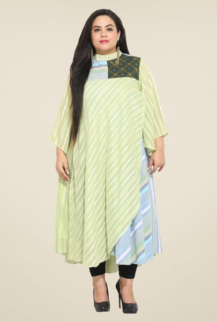 Talinum Olive Striped Kurta Talinum Olive Striped Kurta