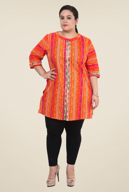 Talinum Orange Printed Kurti Talinum Orange Printed Kurti