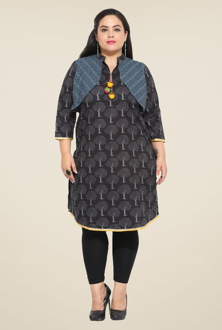 Talinum Black Printed Kurti Talinum Black Printed Kurti