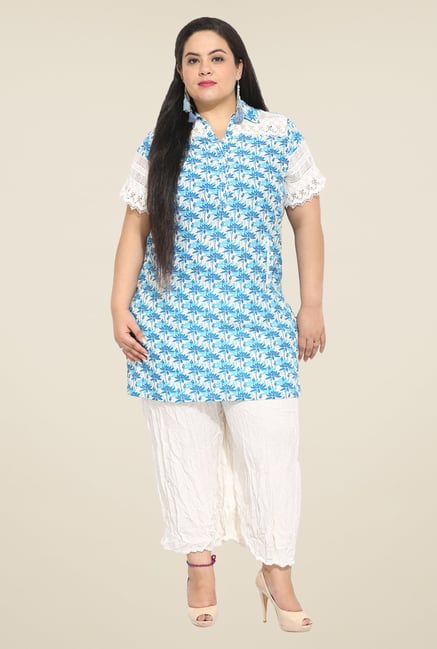 Talinum Blue Floral Print Tunic Talinum Blue Floral Print Tunic