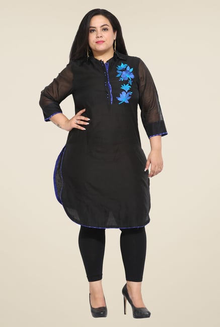 Talinum Black Embroidered Kurti Talinum Black Embroidered Kurti