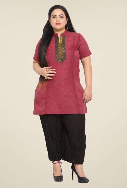 Talinum Maroon Embroidered Kurti Talinum Maroon Embroidered Kurti