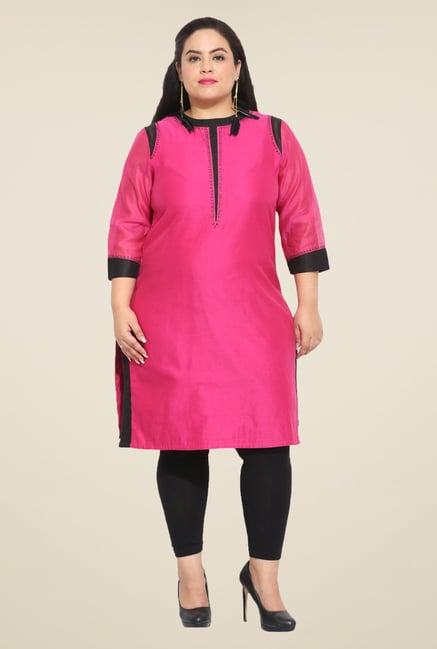 Talinum Magenta Solid Kurti Talinum Magenta Solid Kurti