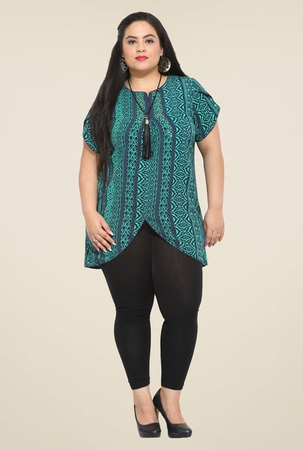 Talinum Turquoise & Navy Printed Tunic Talinum Turquoise & Navy Printed Tunic