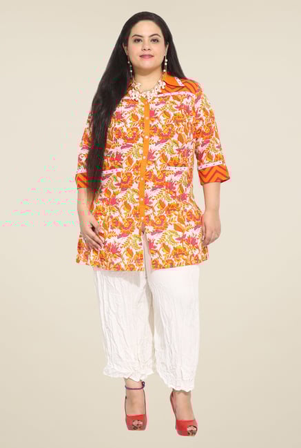 Talinum Orange Printed Kurti Talinum Orange Printed Kurti