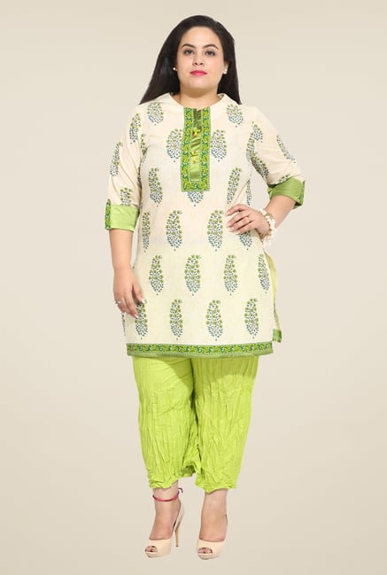 Talinum Beige Printed Kurti Talinum Beige Printed Kurti