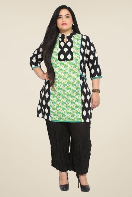 Talinum Green & Black Printed Kurti Talinum Green & Black Printed Kurti