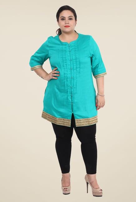 Talinum Turquoise Solid Kurti Talinum Turquoise Solid Kurti