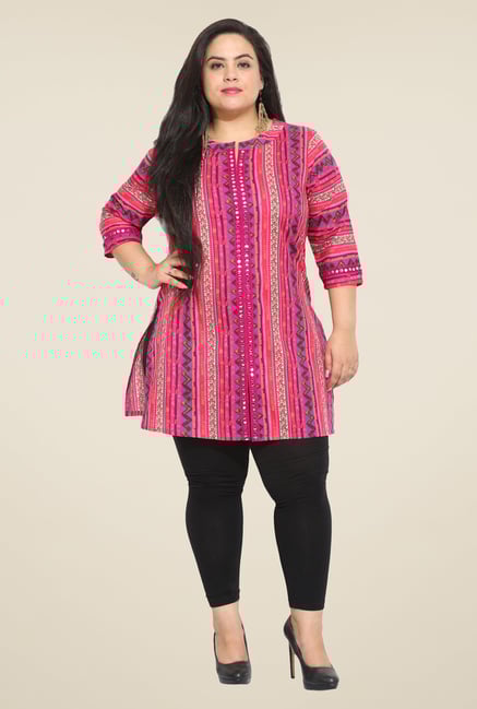 Talinum Pink Printed Kurti Talinum Pink Printed Kurti