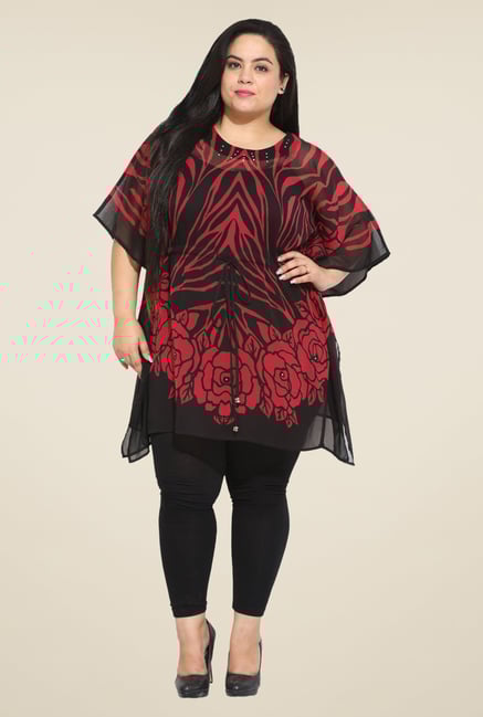 Talinum Red & Black Printed Kaftan Talinum Red & Black Printed Kaftan