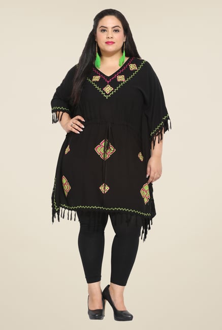 Talinum Black Embroidered Kaftan Talinum Black Embroidered Kaftan