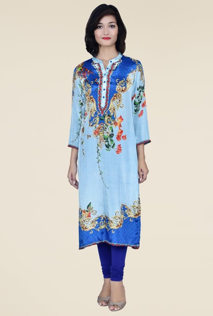 Juniper Blue 3/4th Sleeves Kurta Juniper Blue 3/4th Sleeves Kurta