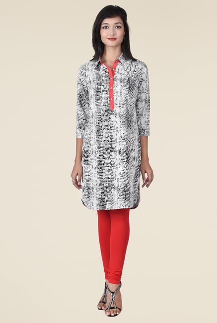 Juniper Black And White Printed Kurta Juniper Black And White Printed Kurta