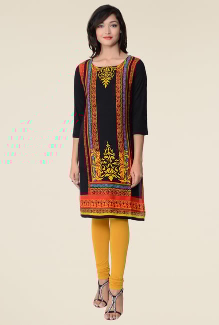 Juniper Black Round Neck Kurta Juniper Black Round Neck Kurta