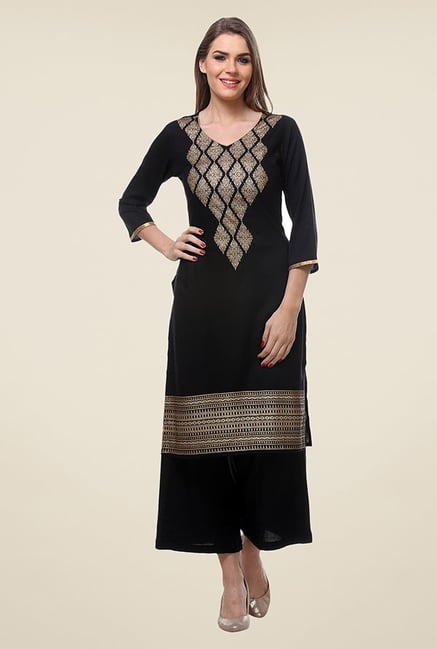 Varanga Black Printed Kurta Varanga Black Printed Kurta